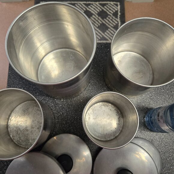 Vintage Mid-Century ALUMINUM CANISTER SET - Picture 3 of 6